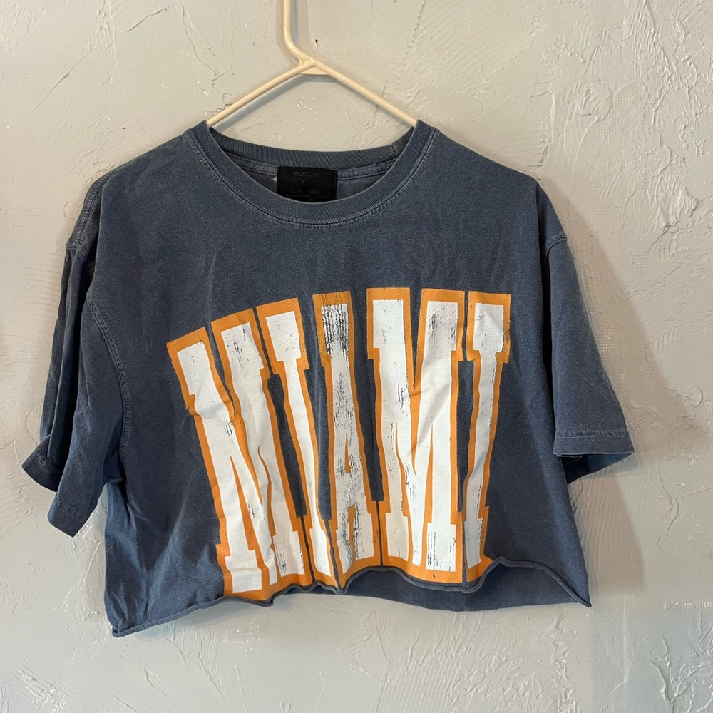 Blue Graphic T-Shirt with Miami Print